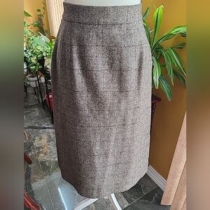 Orvis Sporting Traditions 100%Wool Brown Plaid Skirt Size 6 Vintage